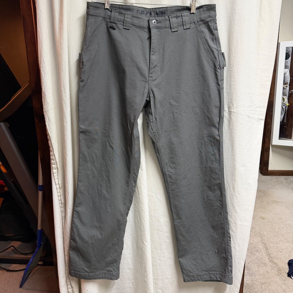 Duluth Trading Co Flex Fire Hose Relaxed Fit Work Pants Gray 38x34 Utility